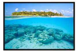 Gerahmter Kunstdruck Riff an tropischer Insel, Malediven
