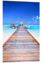 Obraz na szkle akrylowym  Pier into the blue sea, Maldives II - Matteo Colombo