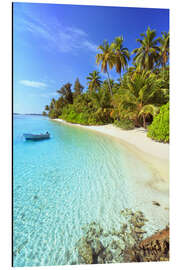 Aluminium print Tropical beach with a boat, Maldives