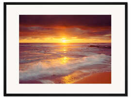Gerahmter Kunstdruck Sonnenuntergang am Pazifik