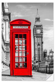 Selvklebende plakat London phone booth