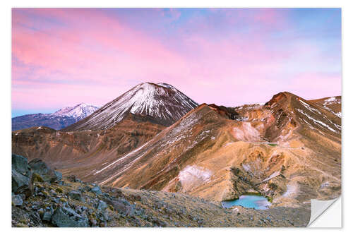 Sticker mural Lever de soleil sur le mont Ngauruhoe en Nouvelle-Zélande