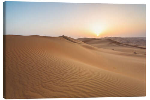 Canvas print Sunrise over sand dunes, empty quarter desert, Abu Dhabi, Emirates