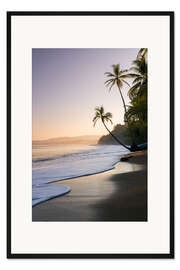 Gerahmter Kunstdruck Brandung am Palmenstrand, Costa Rica