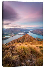 Canvas print Awesome sunset over Wanaka lake from Mt Roy, Otago, New Zealand - Matteo Colombo
