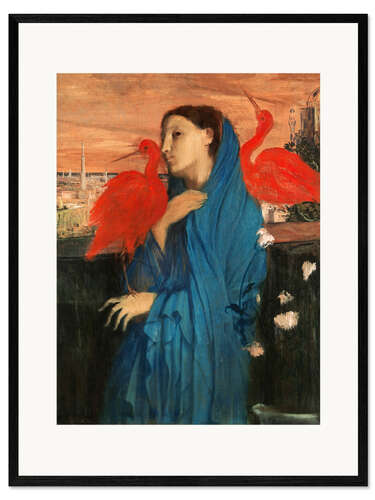 Impressão artística com moldura Young Woman with Ibis