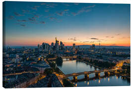 Leinwandbild Frankfurt Skyline bei Sonnenuntergang