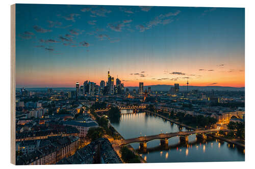 Puutaulu Frankfurt Skyline at sunset