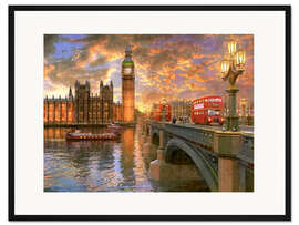 Gerahmter Kunstdruck Westminster bei Sonnenuntergang