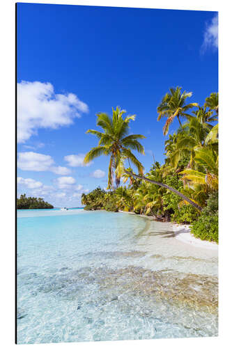 Alubild Schönen tropischen Strand mit Palmen, One Foot Island, Cookinseln, Pacific