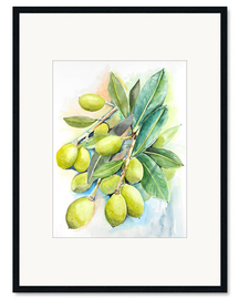 Impression artistique encadrée Olives vertes 2