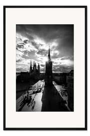 Gerahmter Kunstdruck Halle-Saale im Licht
