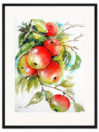 Gerahmter Kunstdruck reife Äpfel