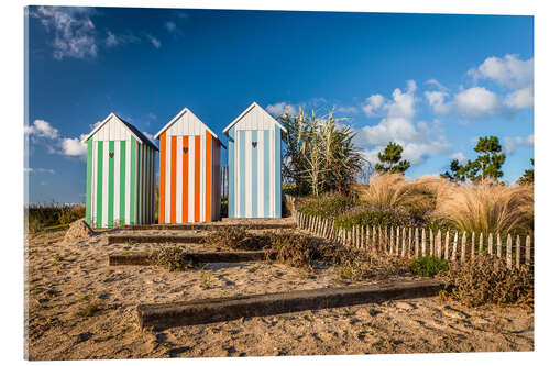 Cuadro de metacrilato Colorful beach huts in Brittany (France)