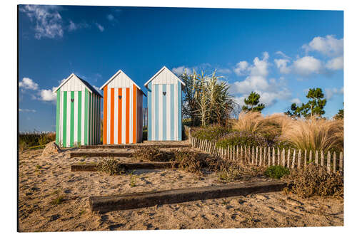 Cuadro de aluminio Colorful beach huts in Brittany (France)