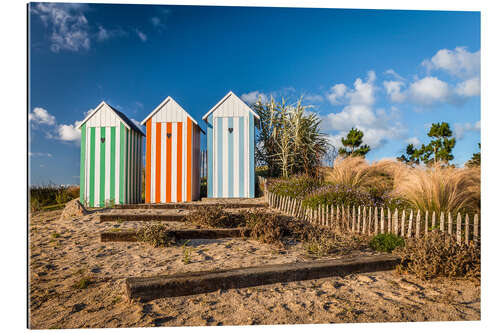 Galleritryck Colorful beach huts in Brittany (France)