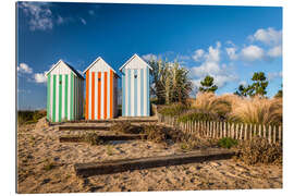 Cuadro de plexi-alu Colorful beach huts in Brittany (France)