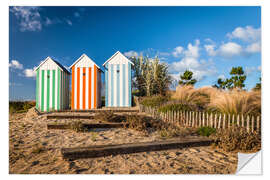 Vinilo para la pared Colorful beach huts in Brittany (France)