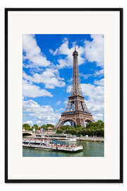 Gerahmter Kunstdruck Ausflugsschiff auf der Seine mit Eiffelturm