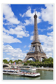 Print  Tour boat on the Seine with Eiffel Tower - Neale Clarke