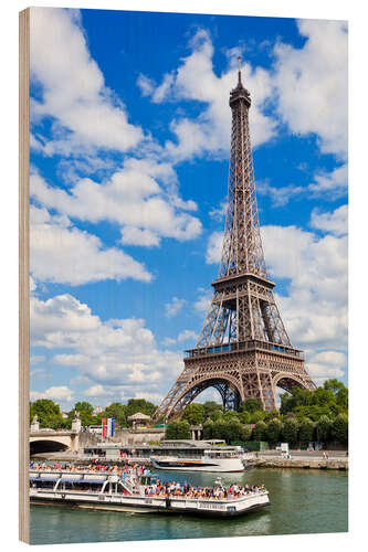 Stampa su legno Tour in barca sulla Senna con la Torre Eiffel