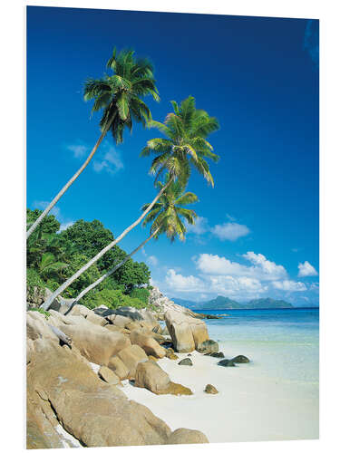 Foam board print Anse Severe With Praslin Island in Background, La Digue, Seychelles