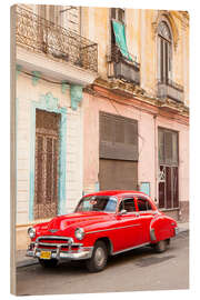 Wood print Restored American car, Havana