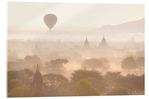 Acrylglasbild Ballon über den Tempeln von Bagan