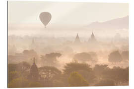 Tableau en plexi-alu Montgolfière au-dessus de la vallée de Bagan