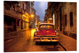 Stampa su vetro acrilico  Auto americana vintage rossa a L&#039;Avana - Lee Frost
