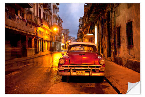 Vinilo para la pared Red vintage American car in Havana