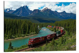 Aluminium print Morants bend with railroad and Bow River