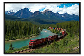 Gerahmter Kunstdruck Morants-Kurve mit Eisenbahn und Bow River