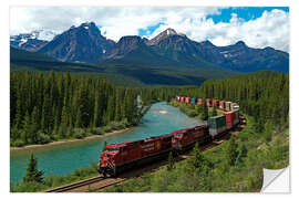 Selvklebende plakat Morants bend with railroad and Bow River