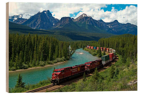 Wood print Morants bend with railroad and Bow River