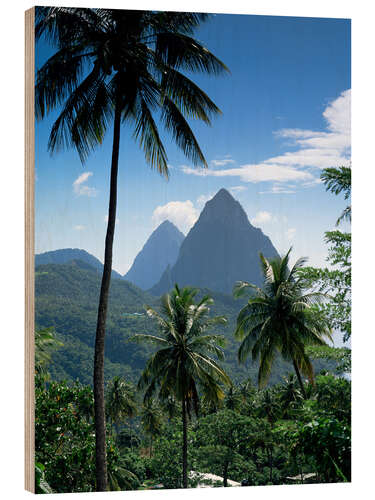 Holzbild Die Pitons, St. Lucia