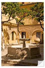 Självhäftande poster Terrace with fountain in Seville