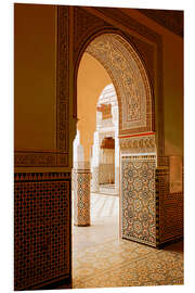 Foam board print Large patio columns with azulejos decor, Islamo-Andalucian art, Marrakech Museum, Marrakech, Morocco