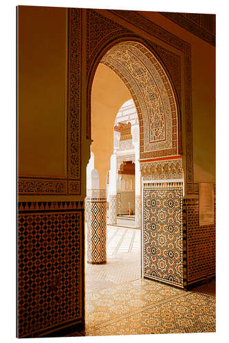 Gallery print Large patio columns with azulejos decor, Islamo-Andalucian art, Marrakech Museum, Marrakech, Morocco