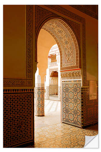 Wandsticker Large patio columns with azulejos decor, Islamo-Andalucian art, Marrakech Museum, Marrakech, Morocco