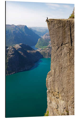 Aluminium print Man sitting on Pulpit Rock, Lysefjord