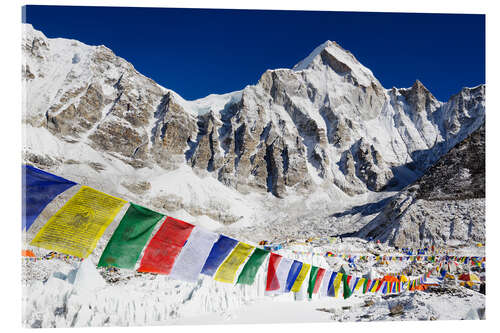 Acrylic print Prayer flags at the case camp of Mount Everest