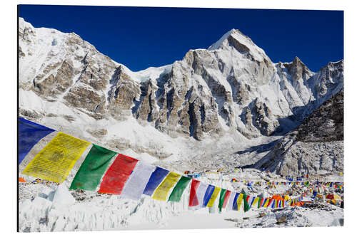 Aluminium print Prayer flags at the case camp of Mount Everest