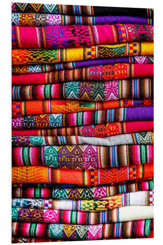 Foam board print Woven blankets at a market, Cuzco