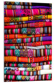 Gallery print Woven blankets at a market, Cuzco