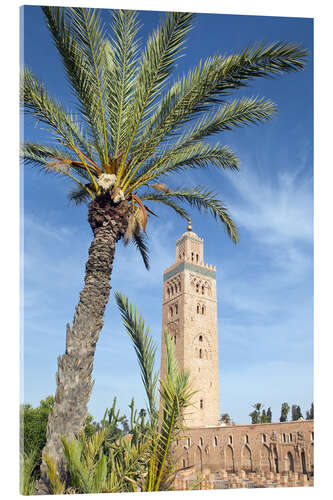 Acrylic print Minaret of the Koutoubia Mosque, UNESCO World Heritage Site, Marrakech, Morocco, North Africa, Afric
