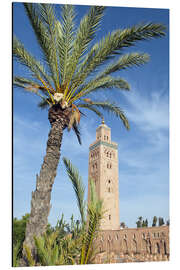 Print på aluminium Minaret of the Koutoubia Mosque, UNESCO World Heritage Site, Marrakech, Morocco, North Africa, Afric - Nico Tondini