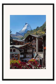 Gerahmter Kunstdruck Zermatt mit Matterhorn