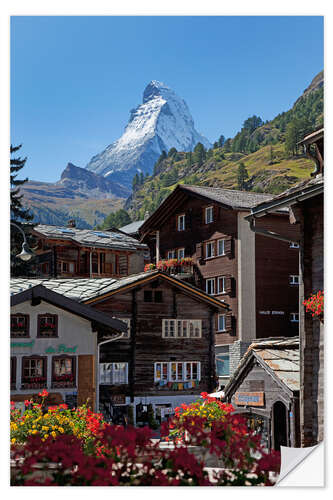 Selvklæbende plakat Zermatt with Matterhorn