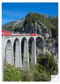 Selvklebende plakat Landwasser Viadukt, Filisur, Graubunden, Swiss Alps, Switzerland, Europe